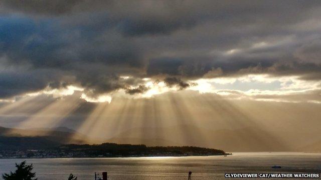 Sun rays over the coast