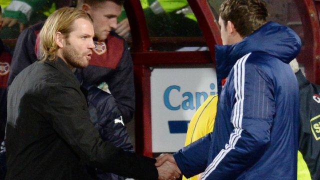 Hearts head coach Robbie Neilson and Hamilton player-manager Martin Canning