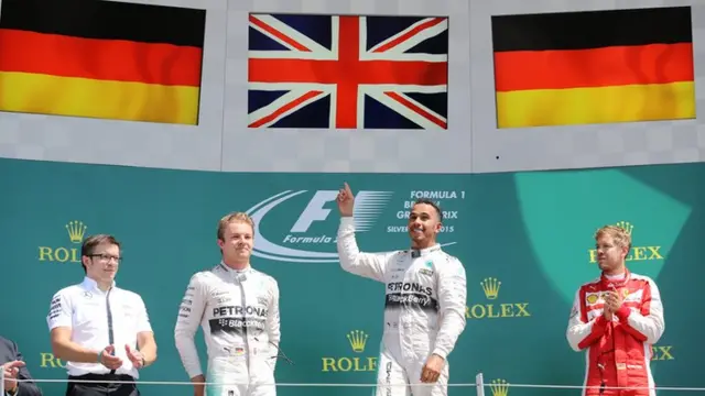 Lewis Hamilton, Nico Rosberg and Sebastian Vettel