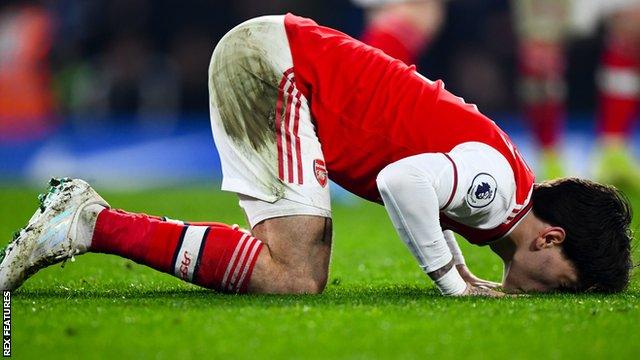 Arsenal's Hector Bellerin celebrates scoring against Chelsea