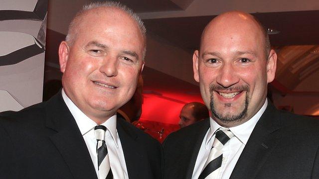 Chris Evans (left) and Derby chief executive Sam Rush