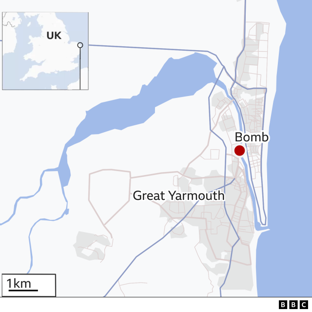 Map of the bomb site area of Great Yarmouth