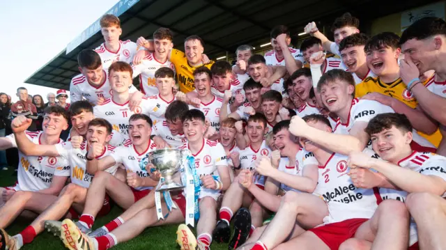 Tyrone celebrate their win over Derry