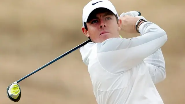 Rory McIlroy tees off