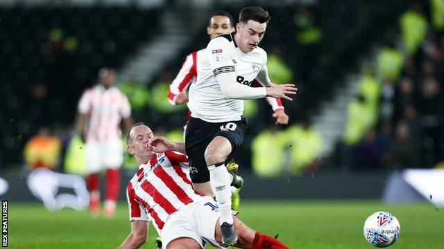 Derby County winger Tom Lawrence