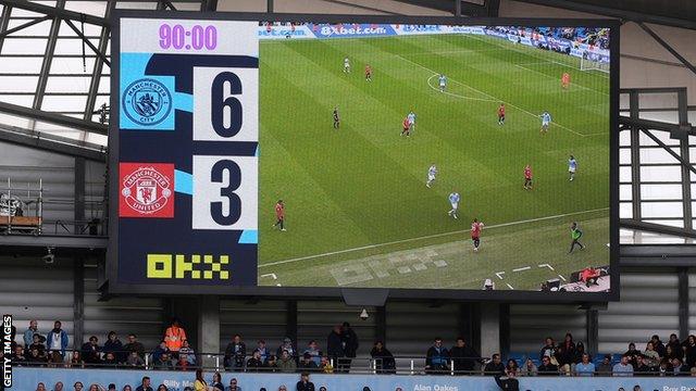 Etihad stadium scoreboard