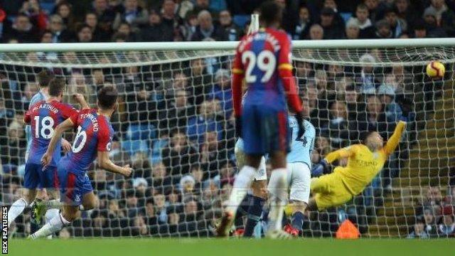 Andros Townsend scores against Manchester City