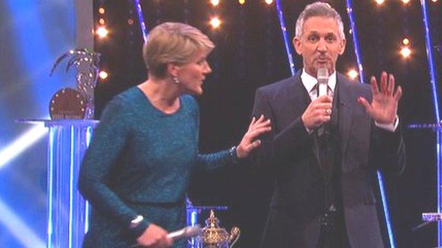 Gary Lineker cuts hand on SPOTY trophy