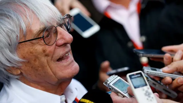 Bernie Ecclestone speaks to reporters ahead of the Austrian Grand Prix