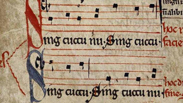 Detail from manuscript of Sumer Is Icumen In