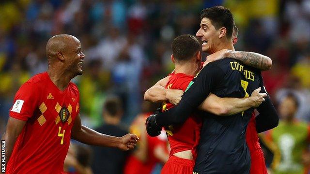 Thibaut Courtois celebrates with team-mates