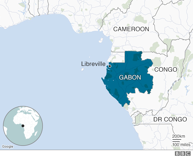 Map showing location of Gabon