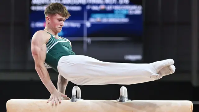 Ethan Vernon on the pommel horse