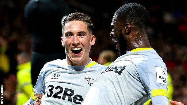 Harry Wilson celebrates scoring against Manchester United