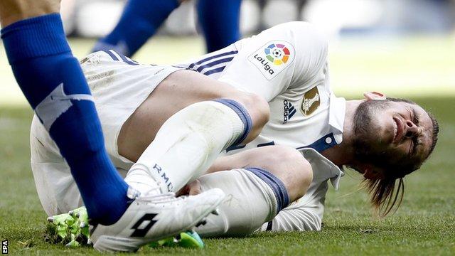 There was a moment of worry for Real when Gareth Bale went down clutching his ankle before getting up and finishing the game