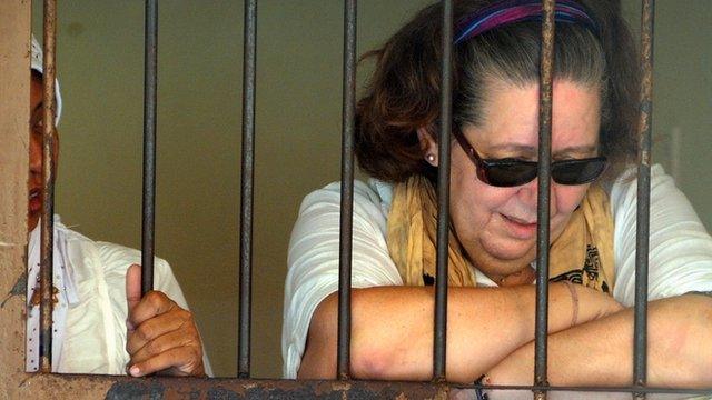 Lindsay Sandiford inside a holding cell after her trial at a court in Denpasar on the Indonesian resort island of Bali