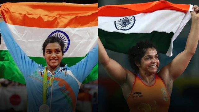 India's medallists P V Sindhu and Sakshi Malik