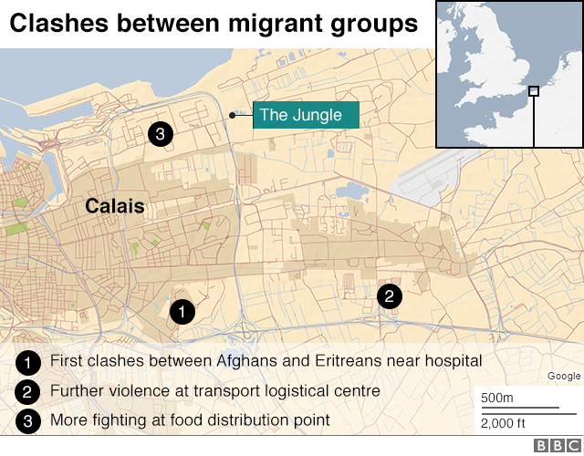 Map showing the location of the fighting