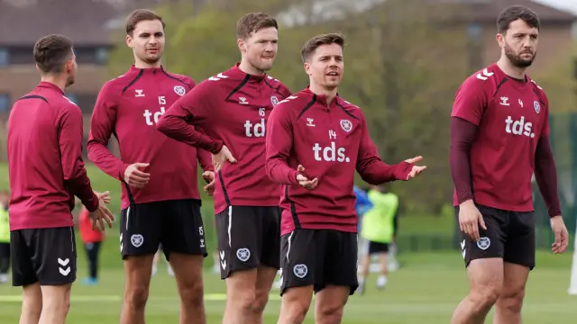 Hearts players train