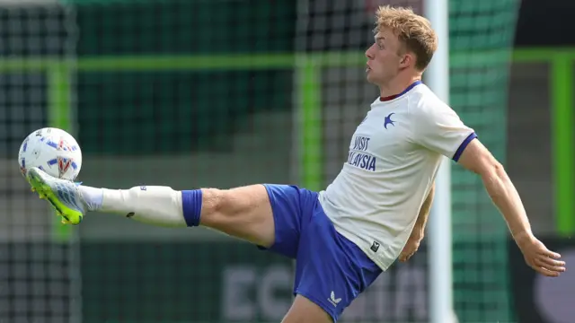 Eli King controls the ball during his return to action for Cardiff City against Forest Green Rovers
