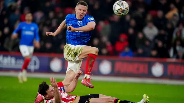 Portsmouth's Colby Bishop has a strike at goal against Sheffield United