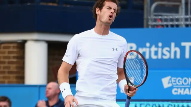 Andy Murray reacts