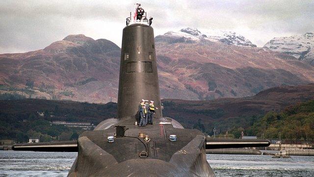 The Royal Navy"s 16,000 ton Trident-class nuclear submarine Vanguard