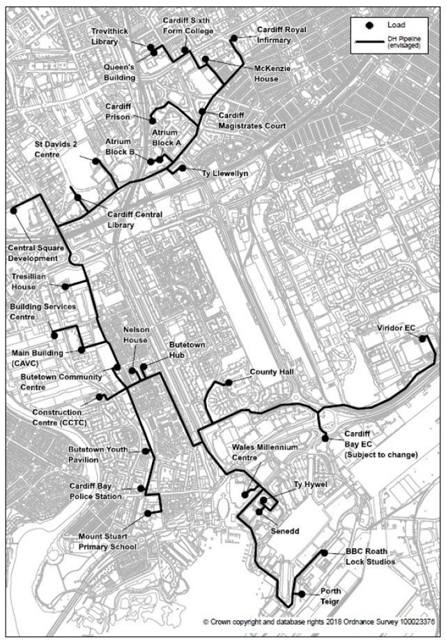 Map of the Cardiff Heat Network