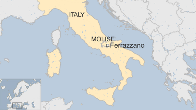 A map of Ferrazzano, a small medieval town in the Italian mountains