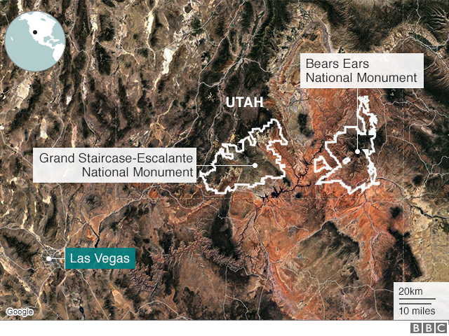 Map showing the territories currently designated national monuments