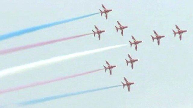 Red Arrows at Clacton air show in 2014