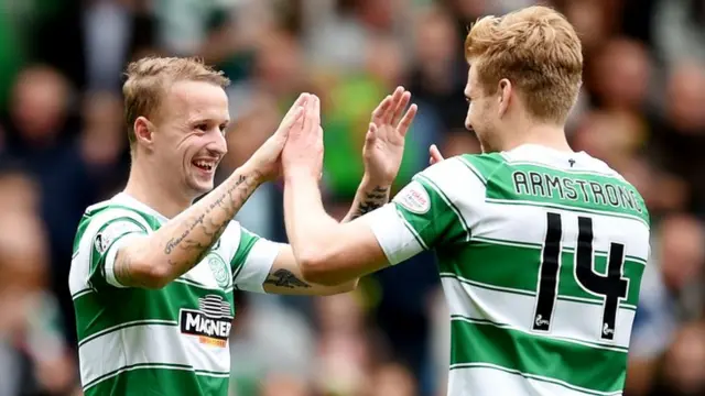 Celtic players Leigh Griffiths and Stuart Armstrong