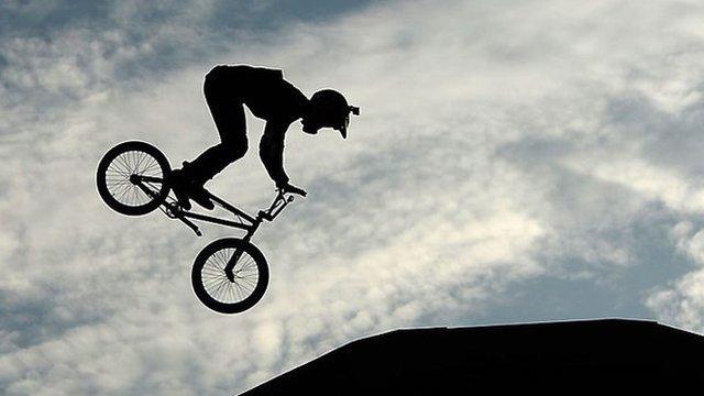 BMX rider in flight