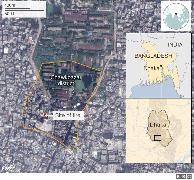 Map showing Chawkbazar district in Dhaka