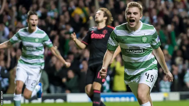 James Forrest scored a penalty against Ajax in a 2-1 win