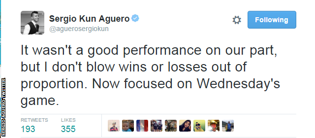 Sergio Aguero Tweet