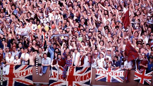 Aston Villa fans at the 1982 European Cup final in Rotterdam