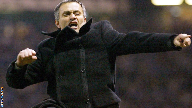 Jose Mourinho celebrates in 2004 as Porto manager