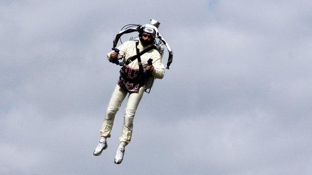 Man using a jetpack