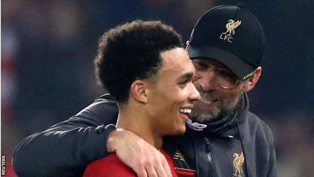 Trent Alexander-Arnold with Jurgen Klopp