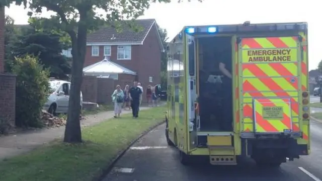 Car crash into wall on Ashburnham Way, Lowestoft