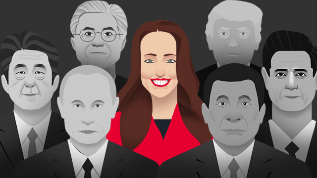 Jacinda Ardern with other male Apec leaders