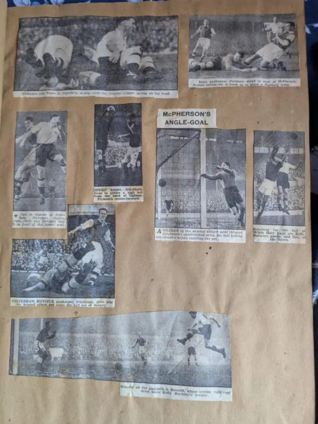 A picture of newspaper cuttings on a brown background