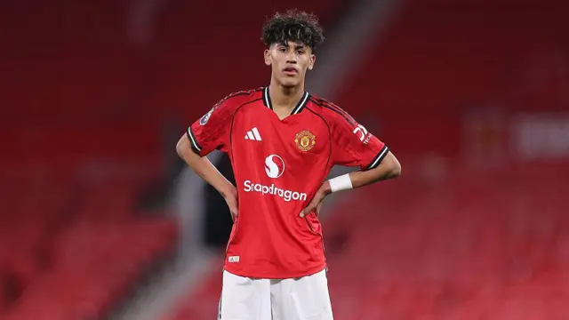 JJ Gabriel in action for Manchester United's under-21 side