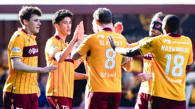 Motherwell players celebrating