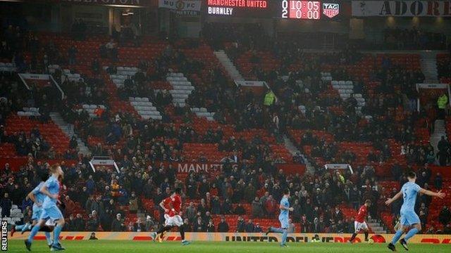 View of half-empty Old Trafford stand