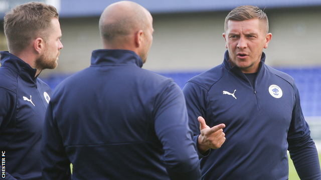 Joint Chester manager Anthony Johnson (right)