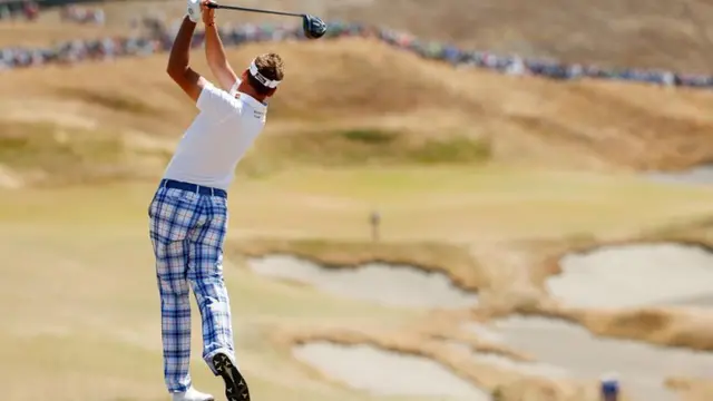 Ian Poulter tees off