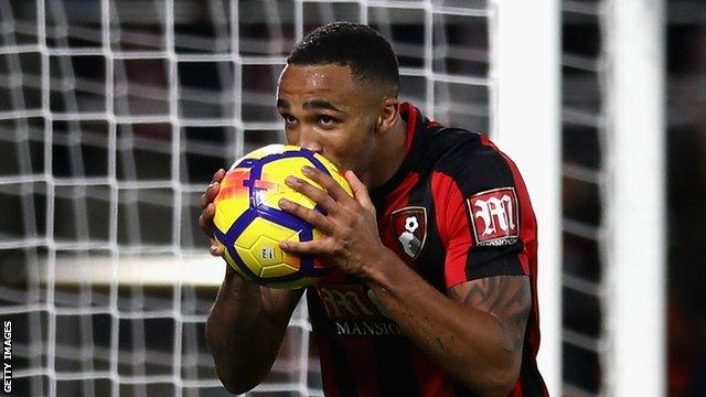 Bournemouth's Callum Wilson celebrates scoring against Huddersfield