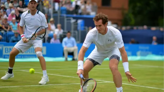 Andy Murray in doubles action